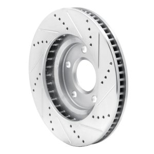 Buick Park Avenue Brake Rotor (1) - Front Left - R1 Concepts - Drilled & Slotted - Silver - `97-`05